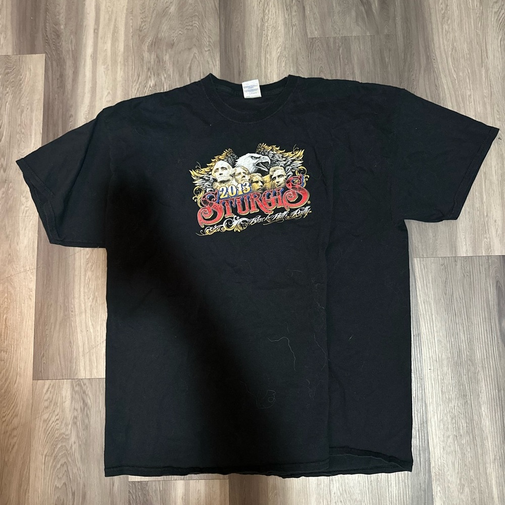 Sturgis Black Hills Rally 2013 Classic Eagle Motorcycle Black Tee Shirt 2xl